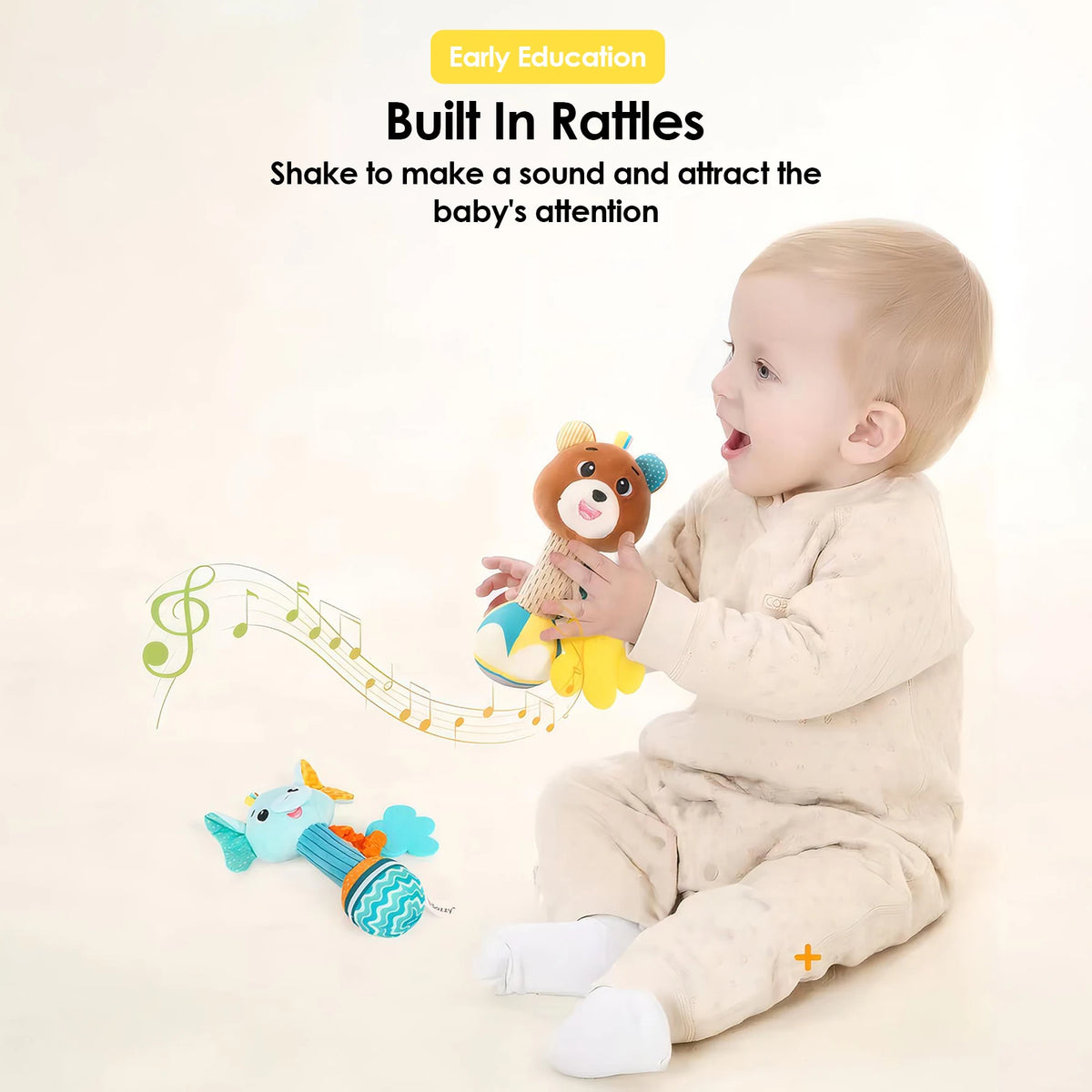 1pcs 0-12M Newborn Baby Dental Gum Hand Grip Soothing Toy Can Bite Practice Grasping Parent Baby Interactive Puzzle Rattle Toy