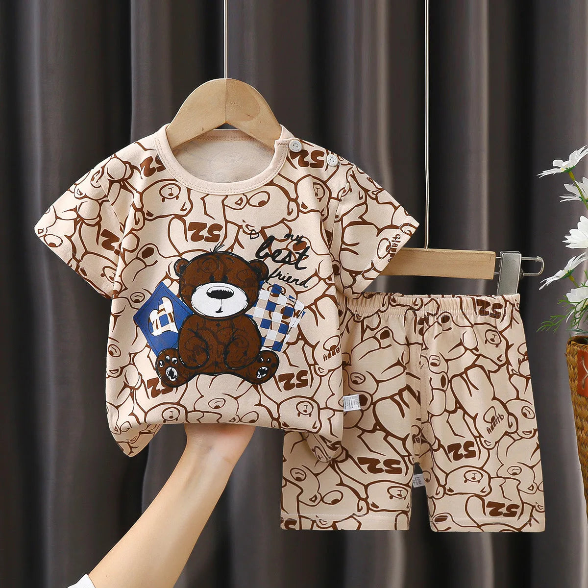 Fashion Kids Clothes Boys Girls Sets Top Shorts 2PCS 100% Cotton Soft Summer Children Baby Cloths T-shirt Shorts Toddler Suit