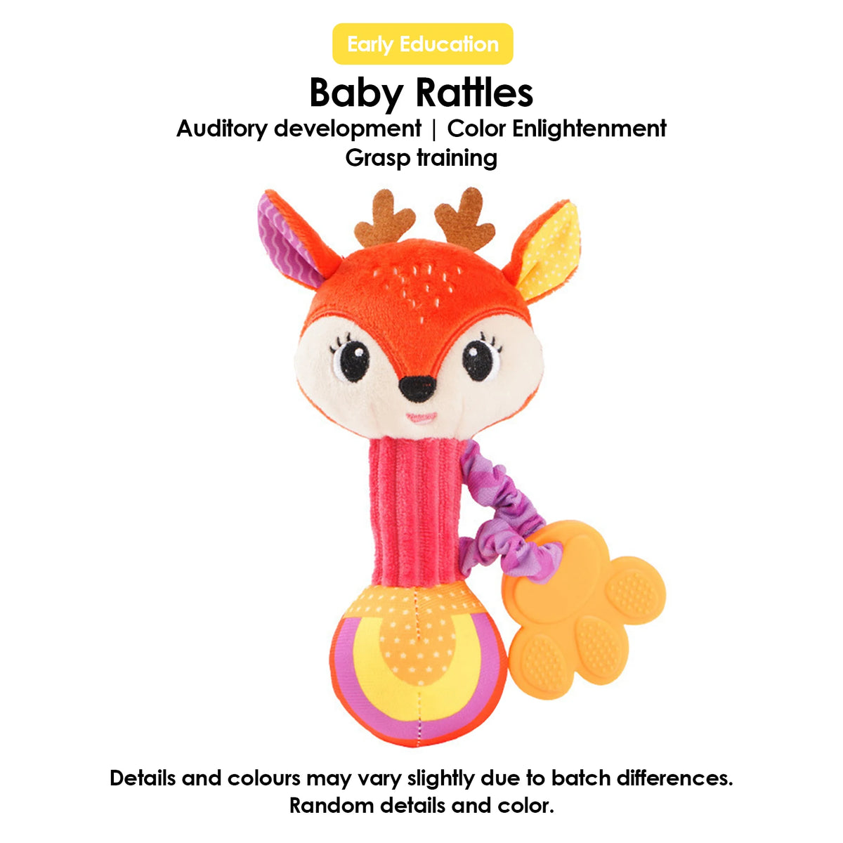 1pcs 0-12M Newborn Baby Dental Gum Hand Grip Soothing Toy Can Bite Practice Grasping Parent Baby Interactive Puzzle Rattle Toy