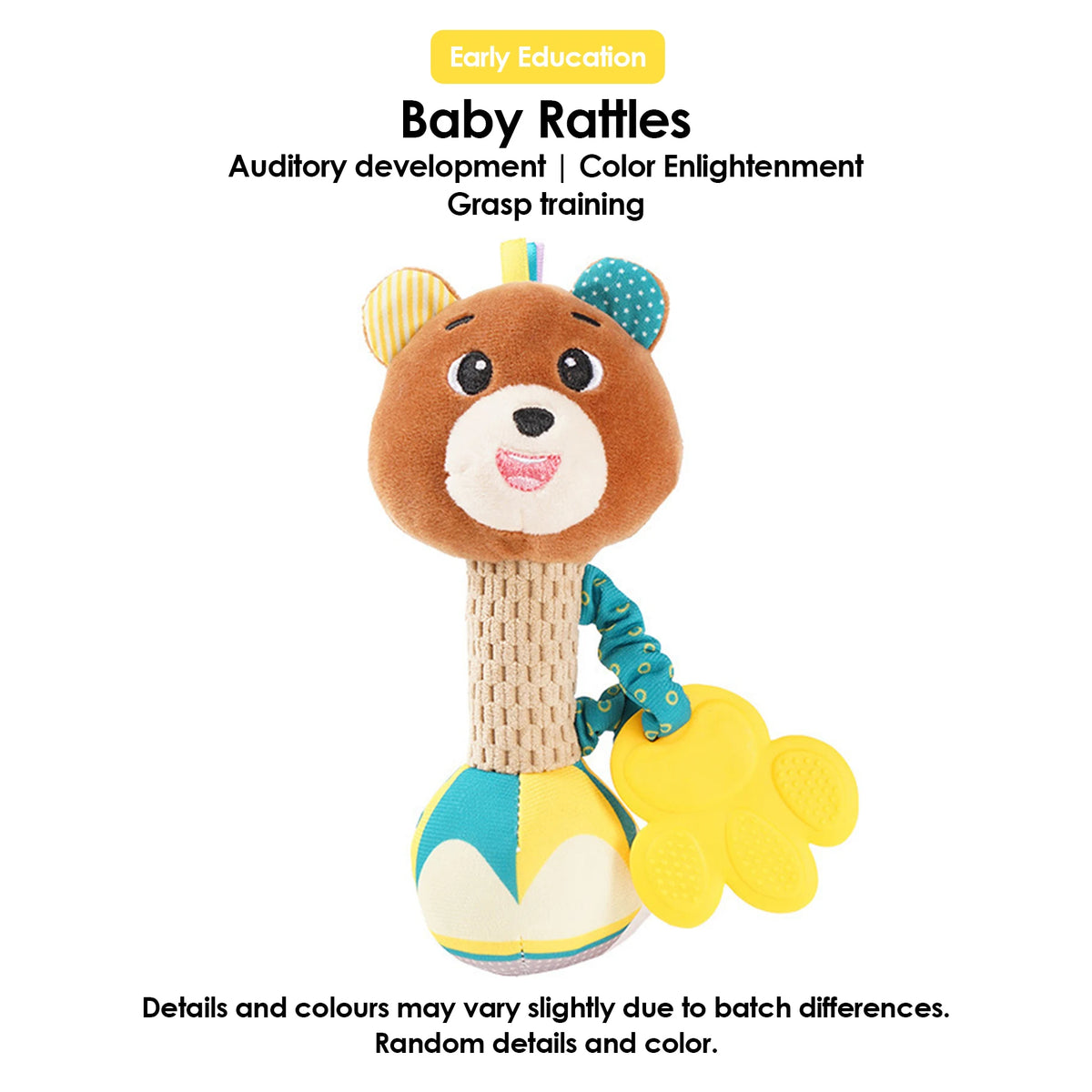 1pcs 0-12M Newborn Baby Dental Gum Hand Grip Soothing Toy Can Bite Practice Grasping Parent Baby Interactive Puzzle Rattle Toy