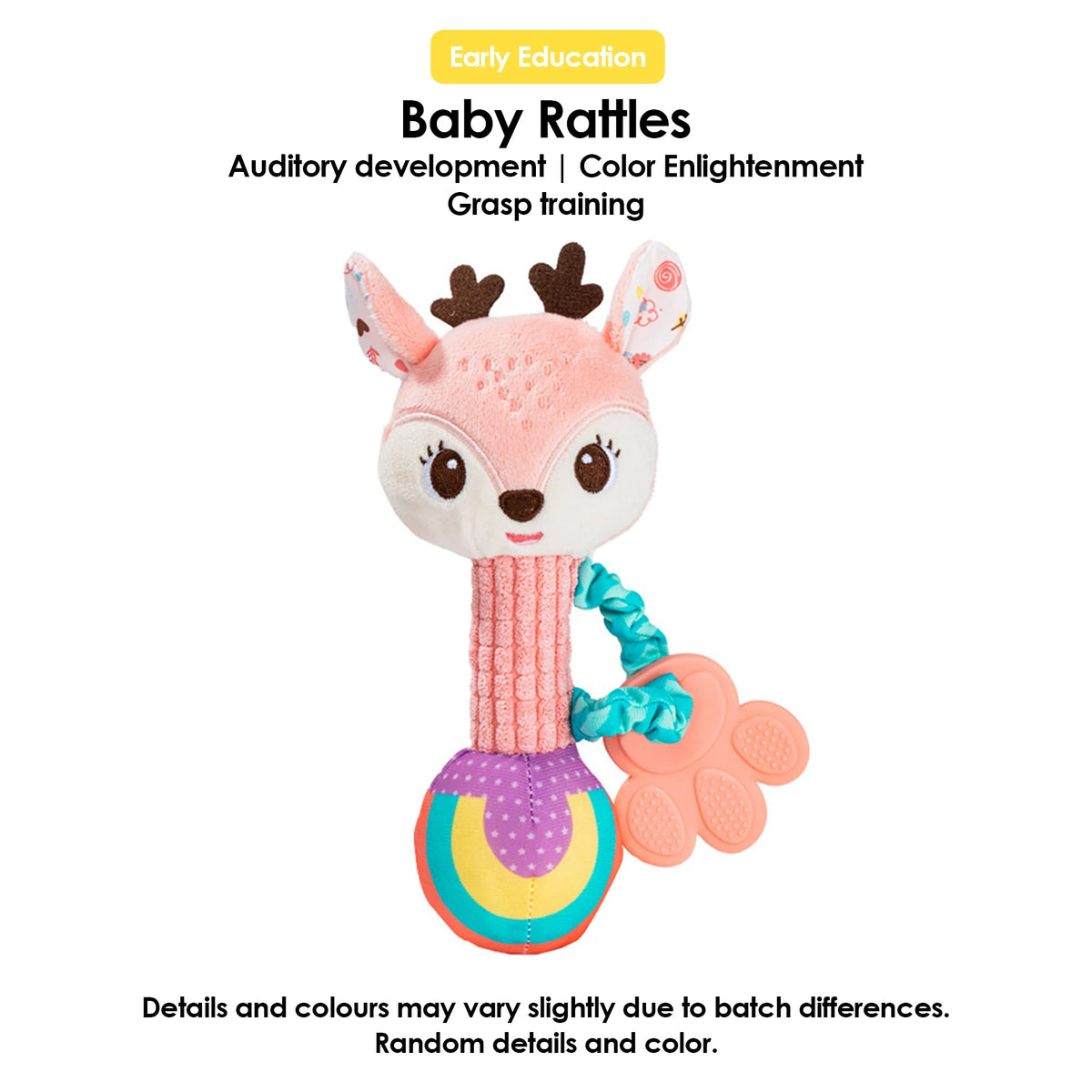 1pcs 0-12M Newborn Baby Dental Gum Hand Grip Soothing Toy Can Bite Practice Grasping Parent Baby Interactive Puzzle Rattle Toy