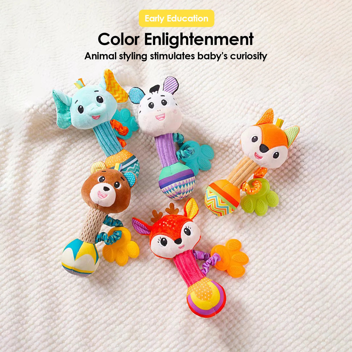 1pcs 0-12M Newborn Baby Dental Gum Hand Grip Soothing Toy Can Bite Practice Grasping Parent Baby Interactive Puzzle Rattle Toy