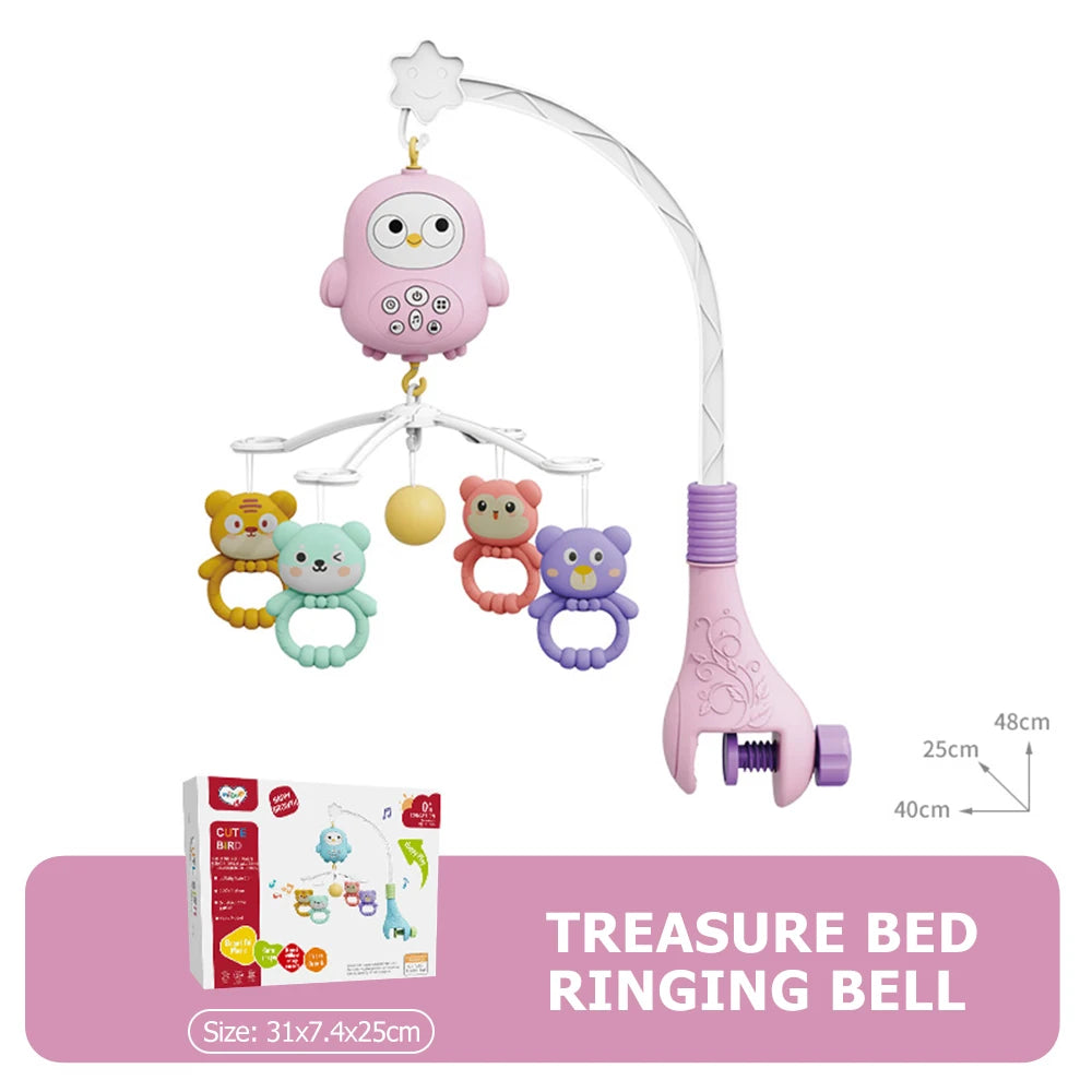 Baby Crib Mobile with Projector and Night Light, Remote Control Musical Rotating Toy with Soothing Lullabies for Newborns