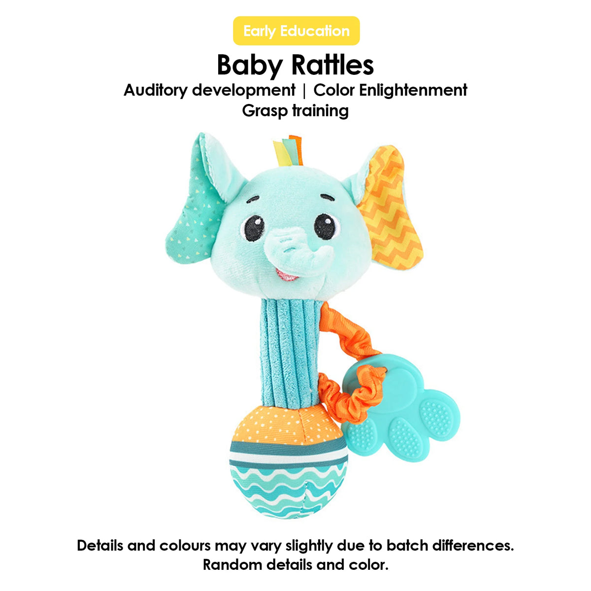 1pcs 0-12M Newborn Baby Dental Gum Hand Grip Soothing Toy Can Bite Practice Grasping Parent Baby Interactive Puzzle Rattle Toy